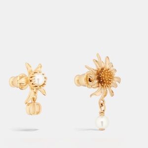 DIOR CHARDONS EARRINGS Gold-Finish Metal and White Resin Pearls